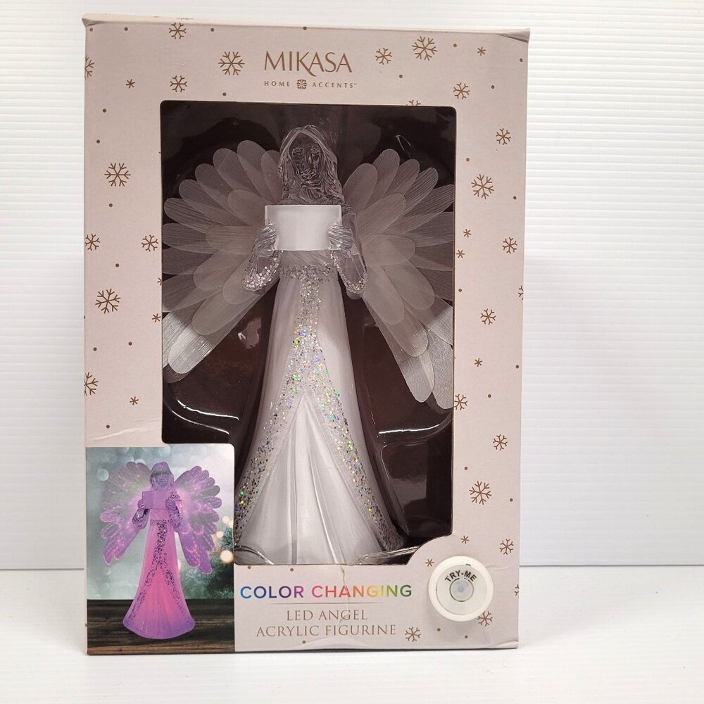 Mikasa Color Changing LED Angel Acrylic Figurine 8.5'' Battery Operated 6 Colors